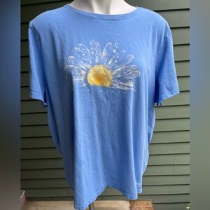 Life Is Good Blue Women's Cotton Sunflower T-Shirt